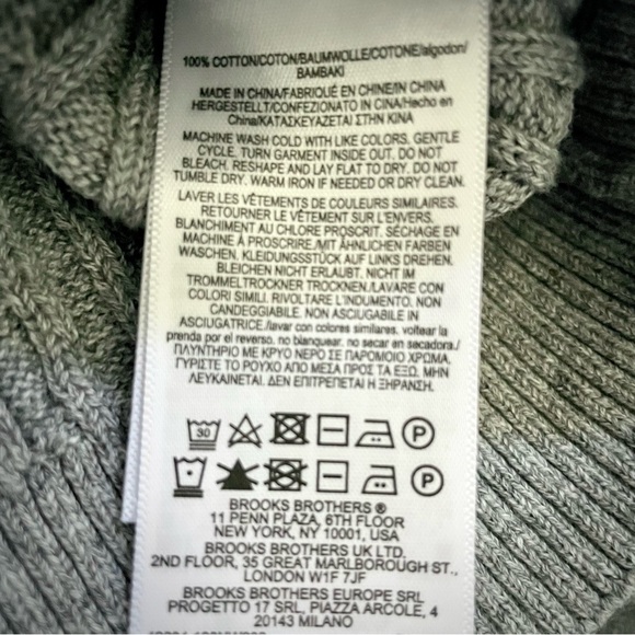 Brooks Brothers•NWOT•Size 8Y•V-Neck Classic Charcoal Tennis Sweater•100% Cotton - Picture 9 of 10